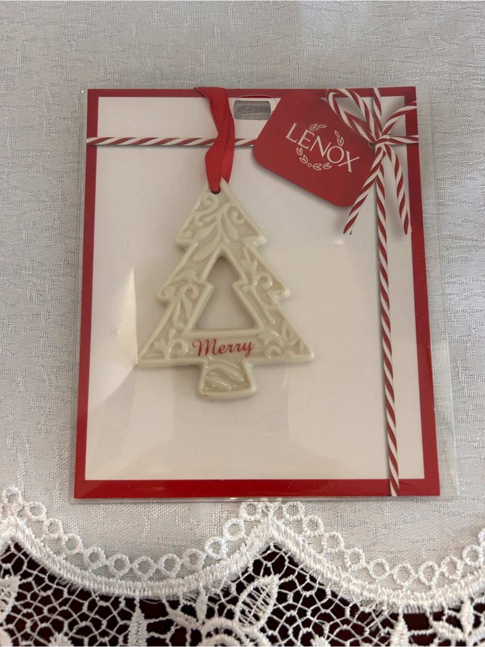 Lenox 2019 Merry Tree Charm Ornament Cream Porcelain